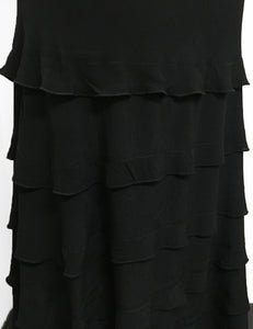 Solid Black Layered Boot Length Cake Skirt
