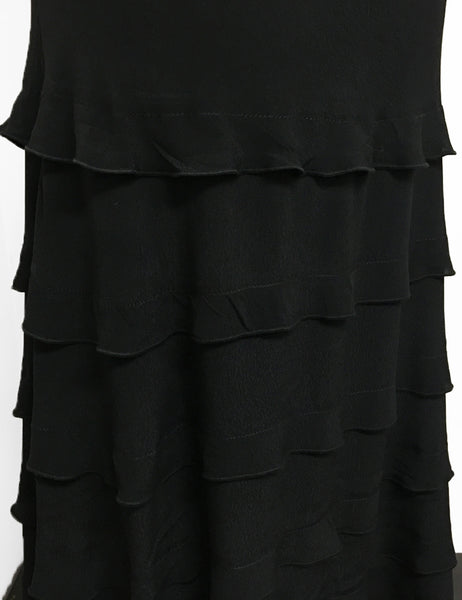 Solid Black Layered Boot Length Cake Skirt